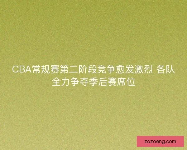CBA常规赛第二阶段竞争愈发激烈 各队全力争夺季后赛席位