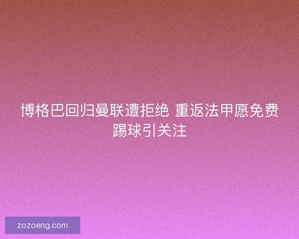 博格巴回归曼联遭拒绝 重返法甲愿免费踢球引关注